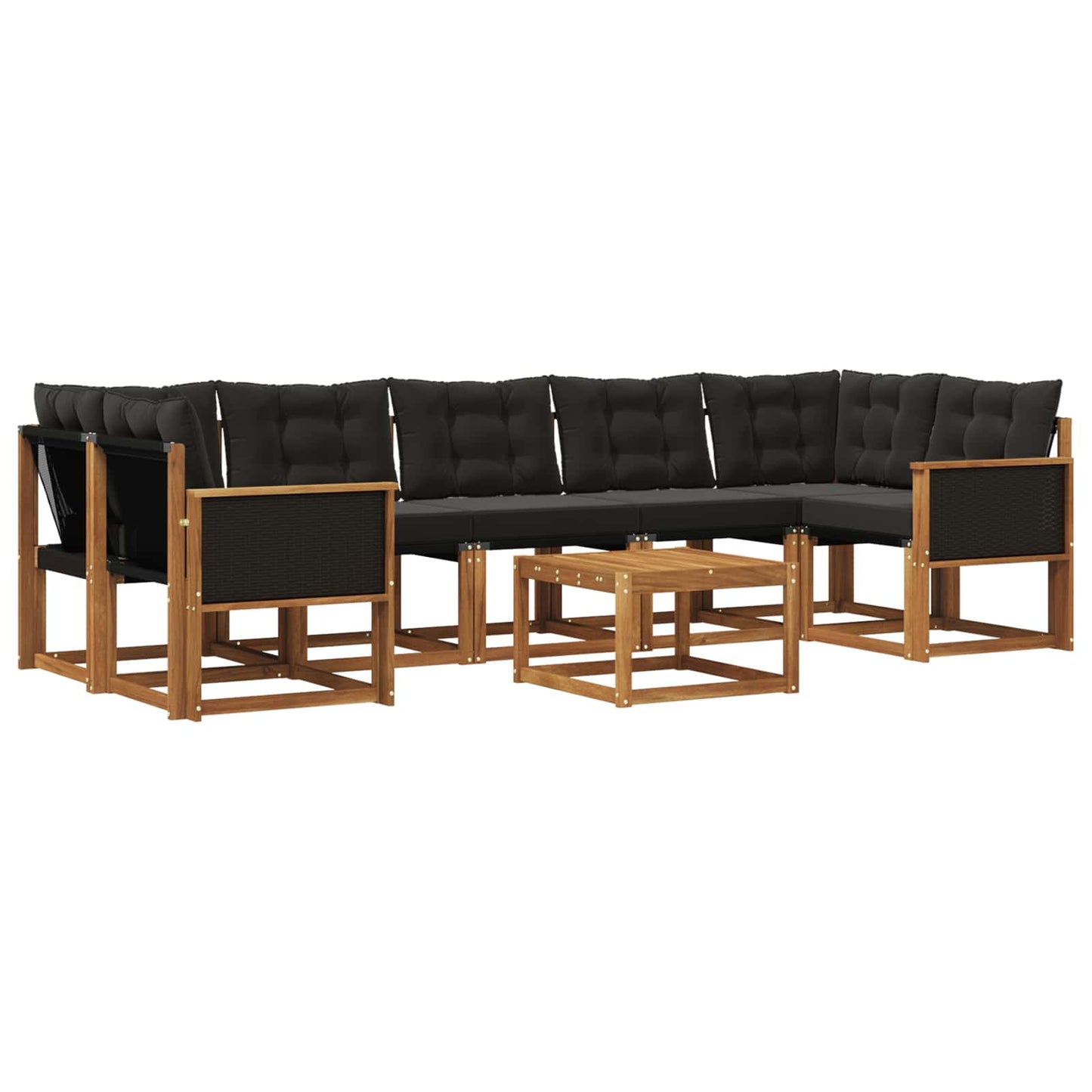 Outdoor-Sofagarnitur mit Kissen 8 pcs Natürlich und Schwarz