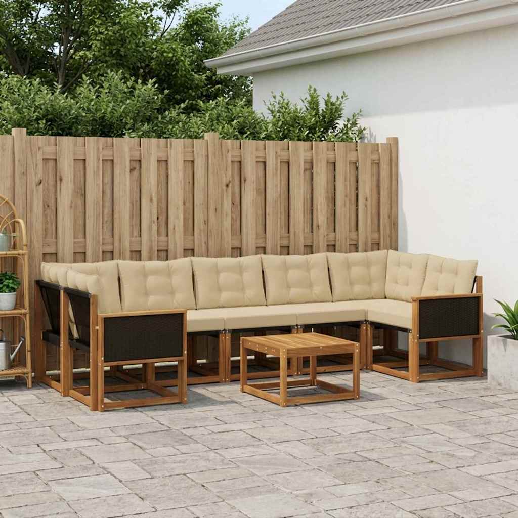 Outdoor-Sofagarnitur 8 stk. Natur und Beige