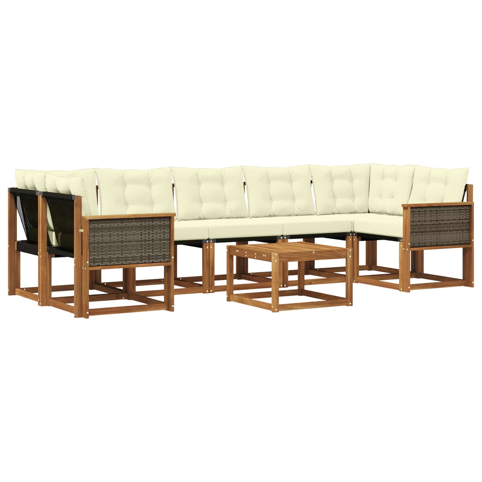 Outdoor-Sofagarnitur mit Kissen 8 pcs Natur und Creme