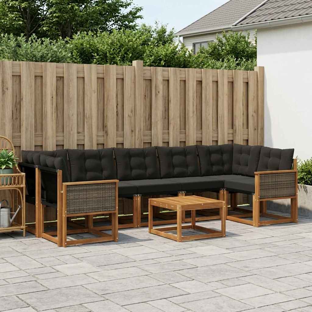 Outdoor-Sofagarnitur 8 stk. Natürlich und Schwarz