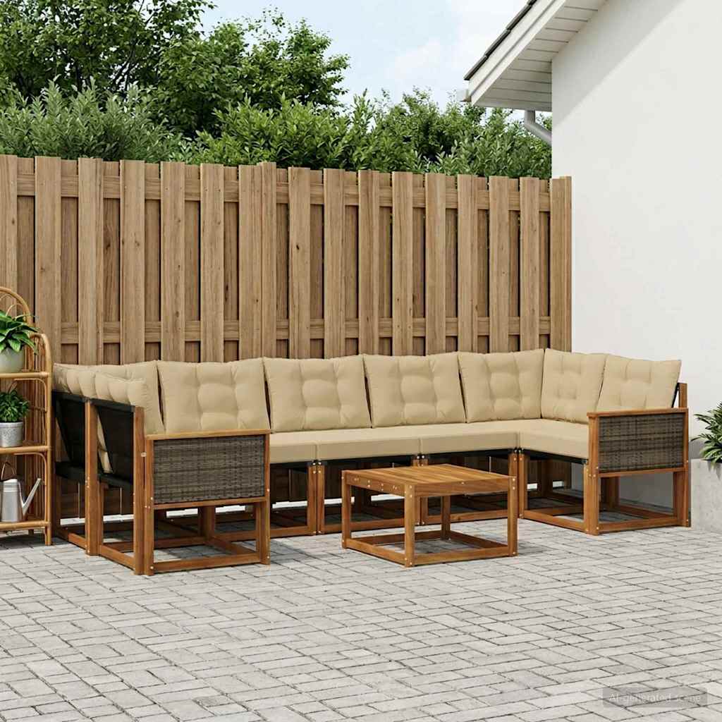 Outdoor-Sofagarnitur 8 stk. Natur und Beige