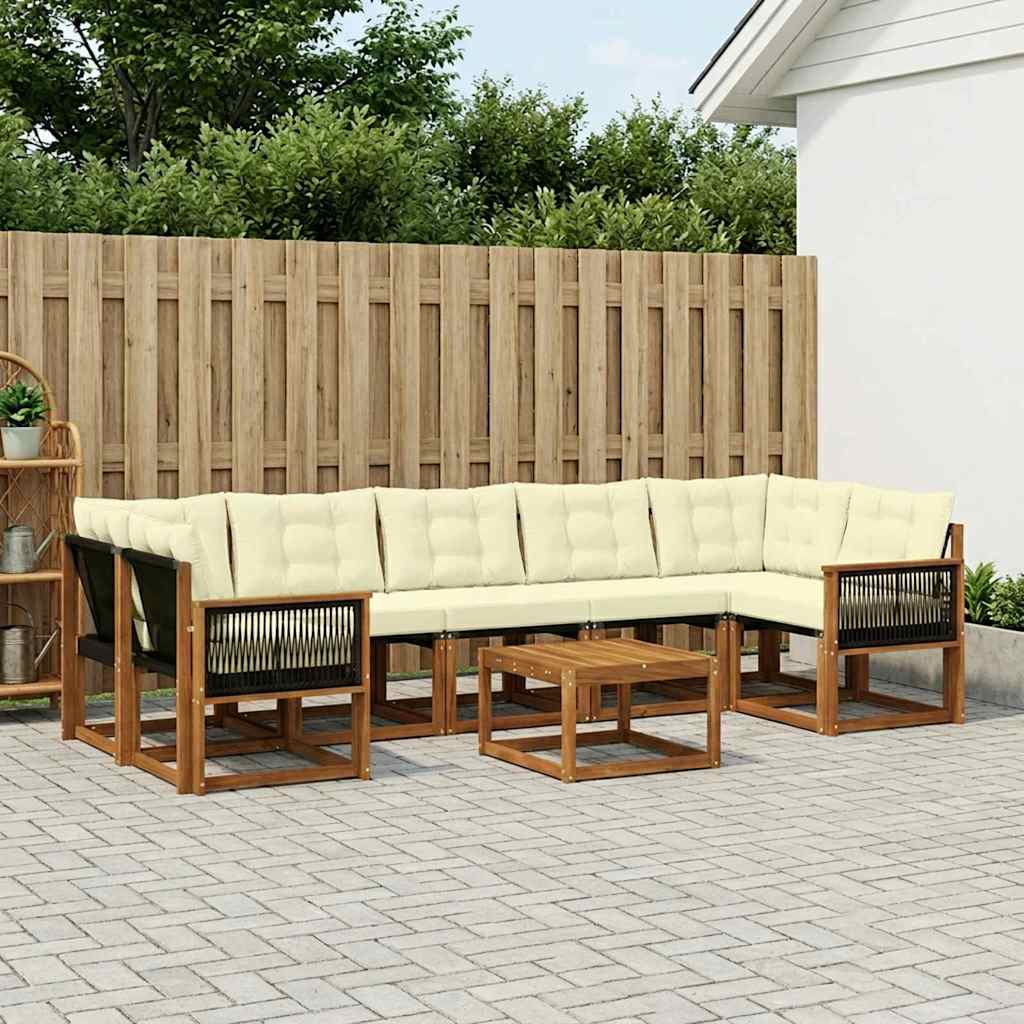 Outdoor-Sofagarnitur 8 stk. Natur und Creme