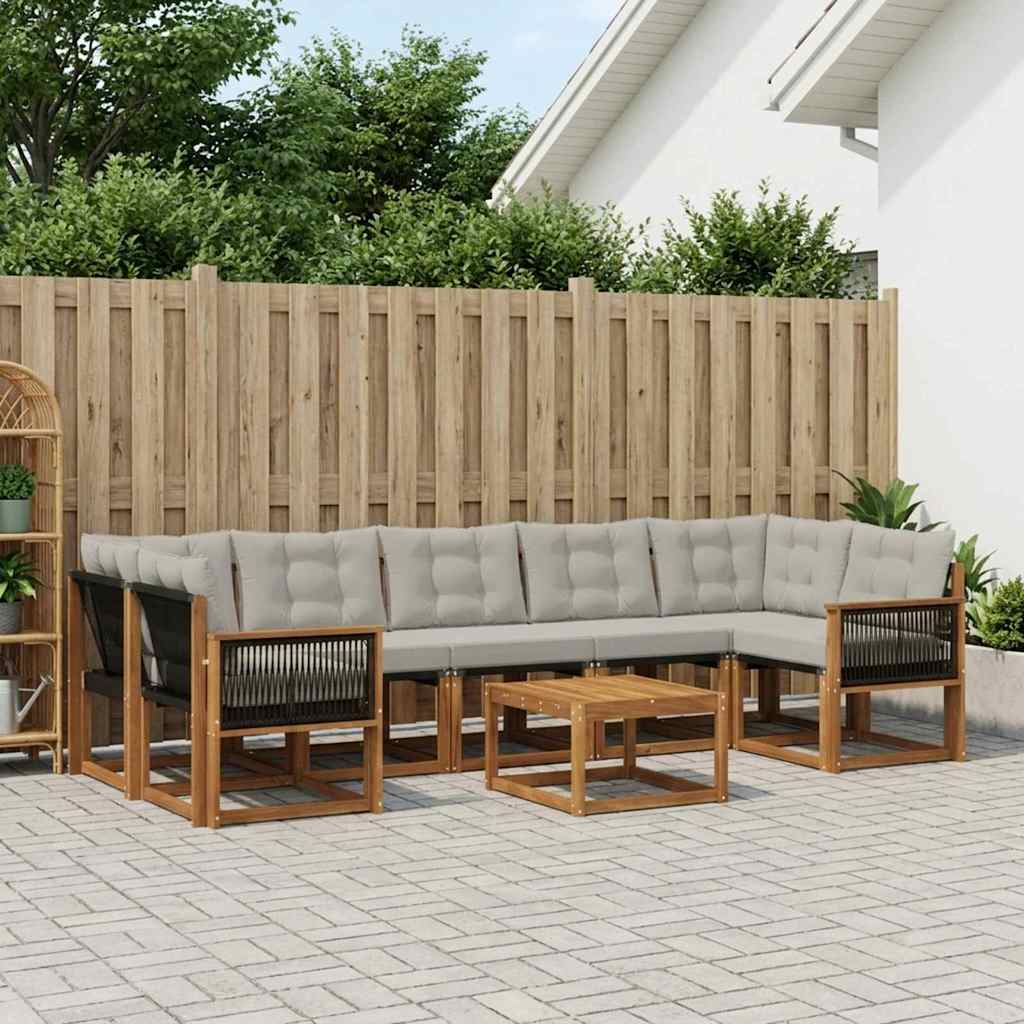 Outdoor-Sofagarnitur 8 stk. Natürlich und Hellgrau