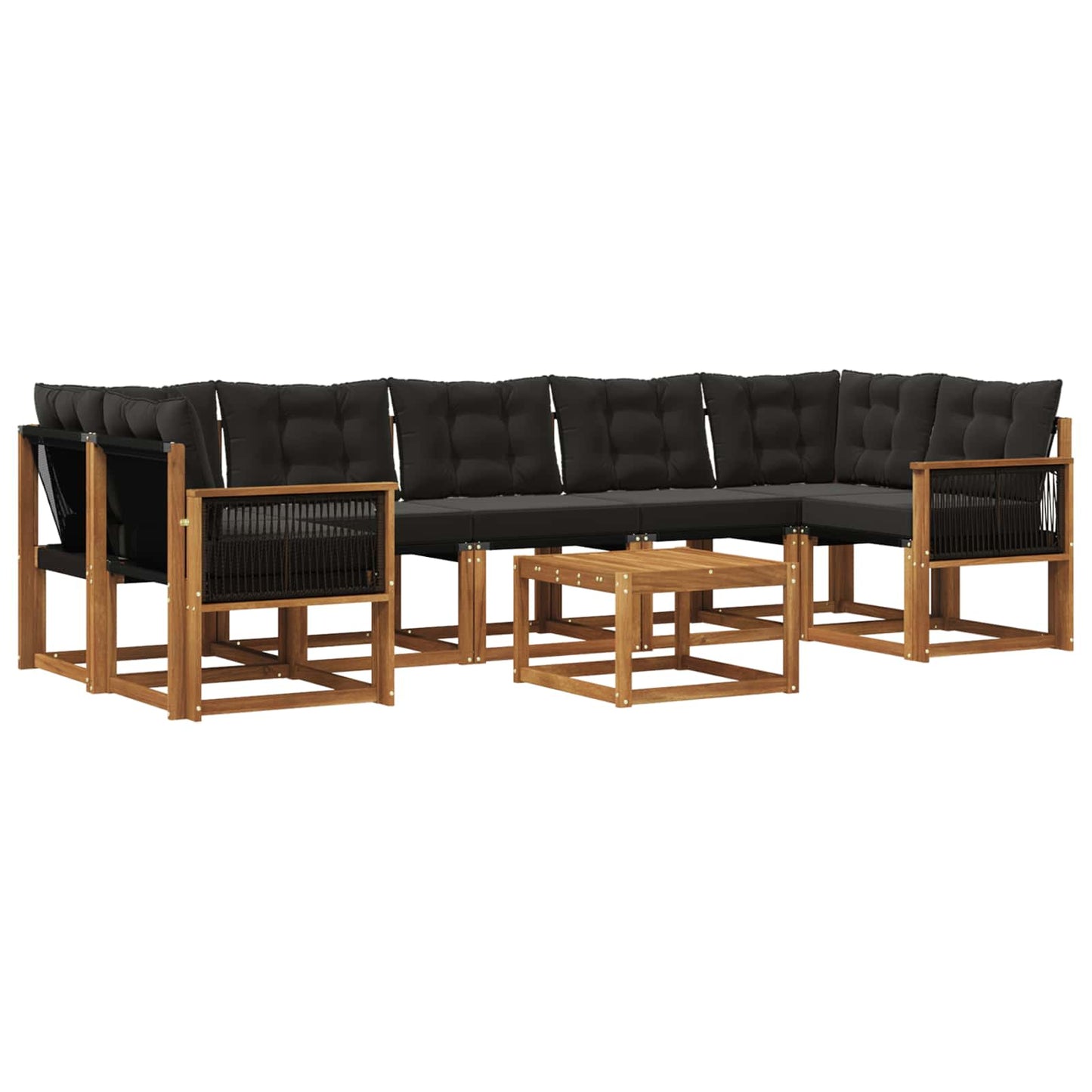 Outdoor-Sofagarnitur mit Kissen 8 pcs Natürlich und Schwarz