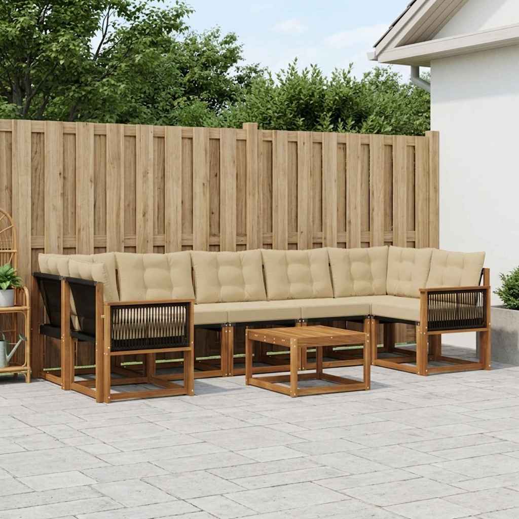 Outdoor-Sofagarnitur 8 stk. Natur und Beige