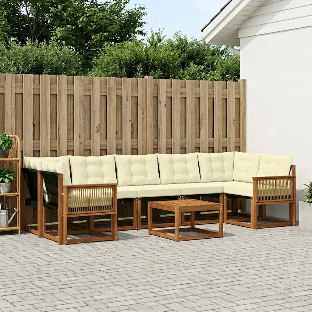 Outdoor-Sofagarnitur mit Kissen 8 pcs Natur und Creme