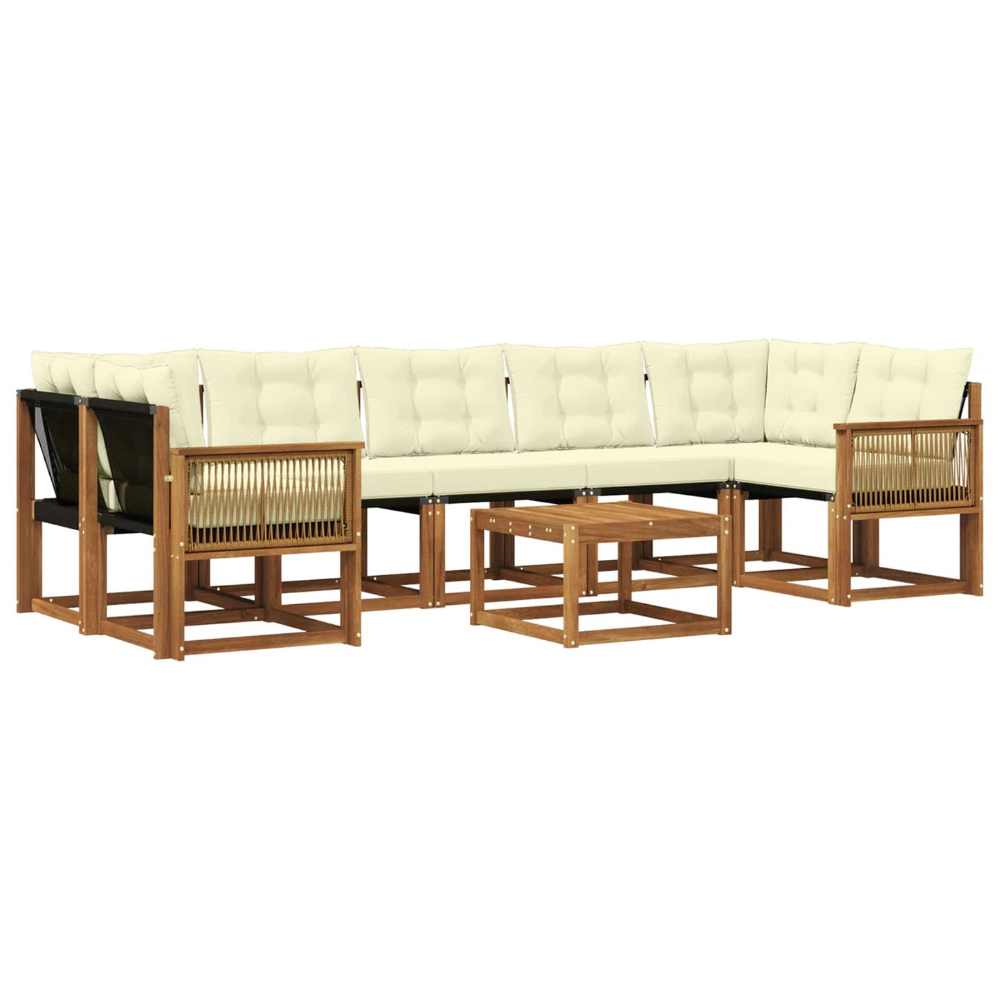 Outdoor-Sofagarnitur mit Kissen 8 pcs Natur und Creme