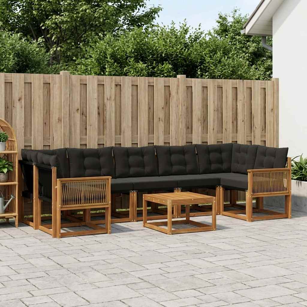 Outdoor-Sofagarnitur 8 stk. Natürlich und Schwarz