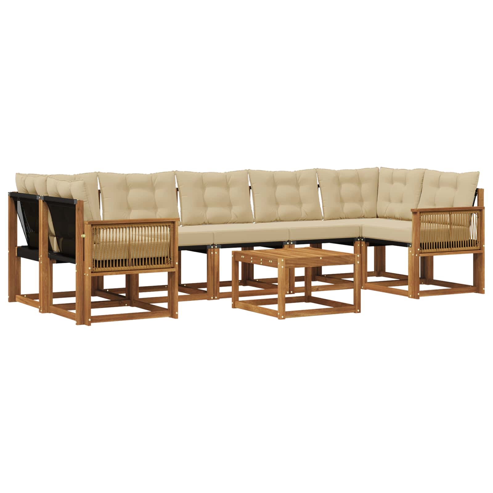 Outdoor-Sofagarnitur mit Kissen 8 pcs Natur und Beige