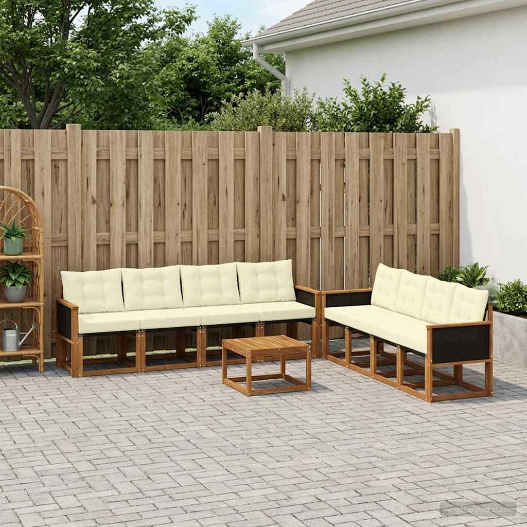 Outdoor-Sofagarnitur 9 stk. Natur und Creme