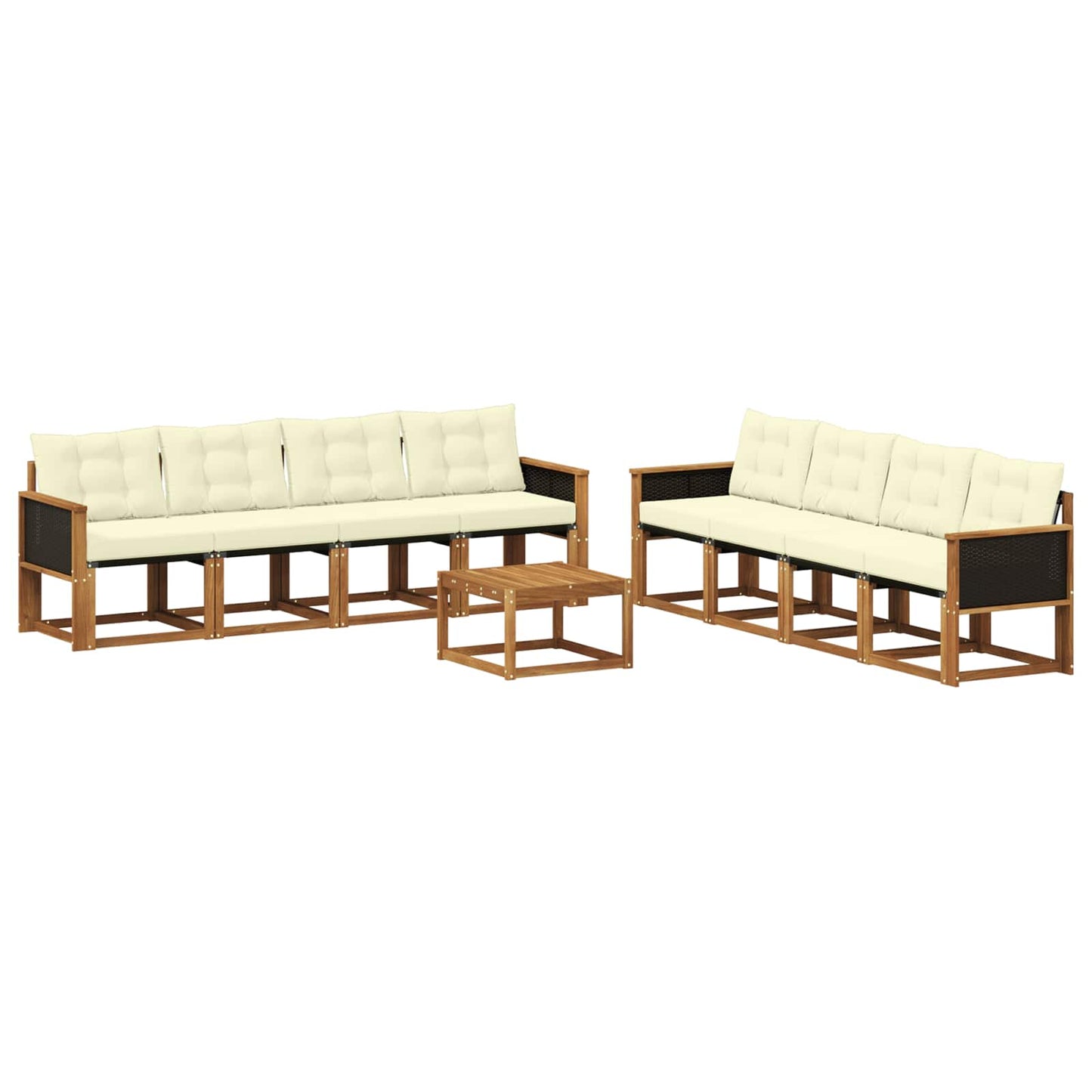Outdoor-Sofagarnitur 9 stk. Natur und Creme