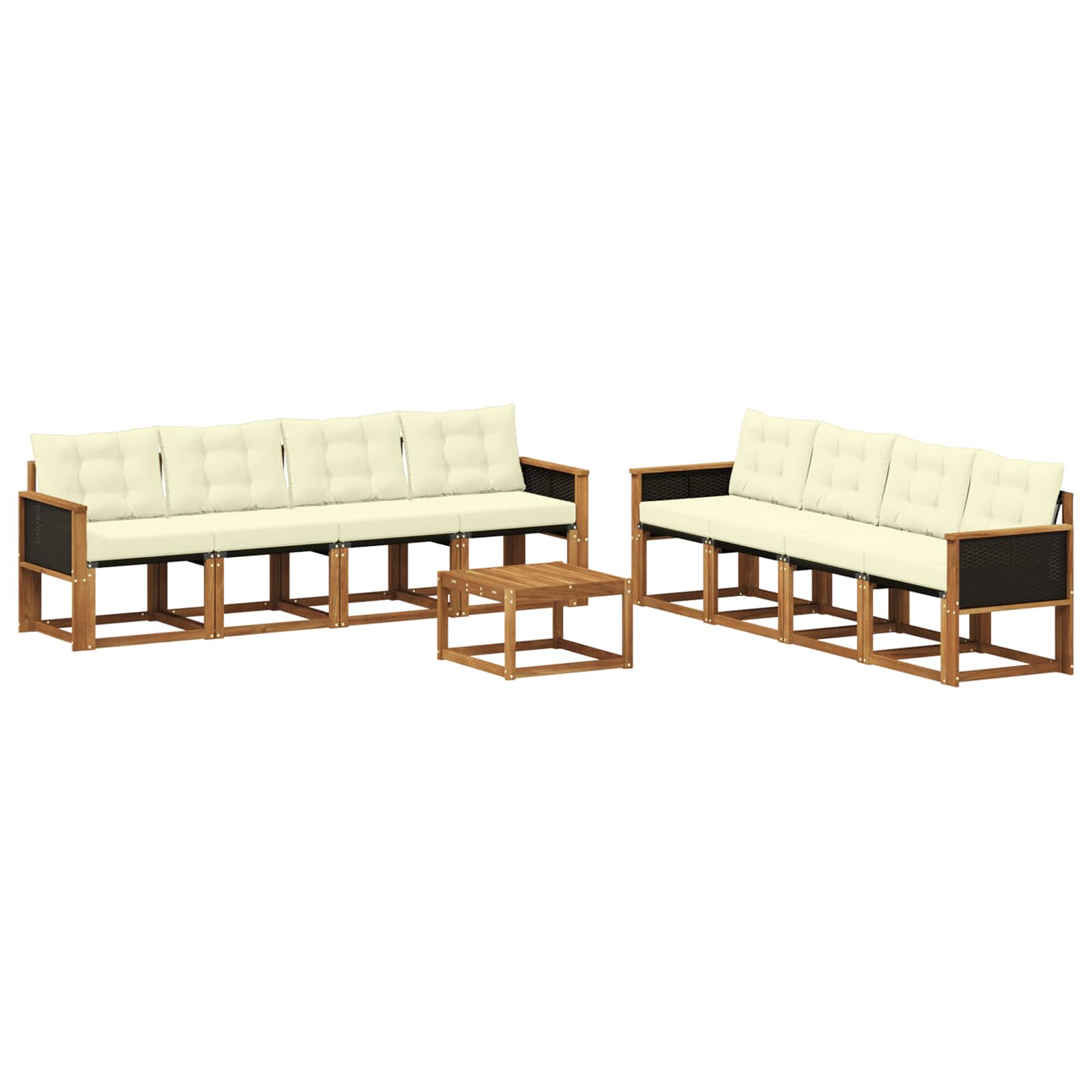 Outdoor-Sofagarnitur 9 stk. Natur und Creme