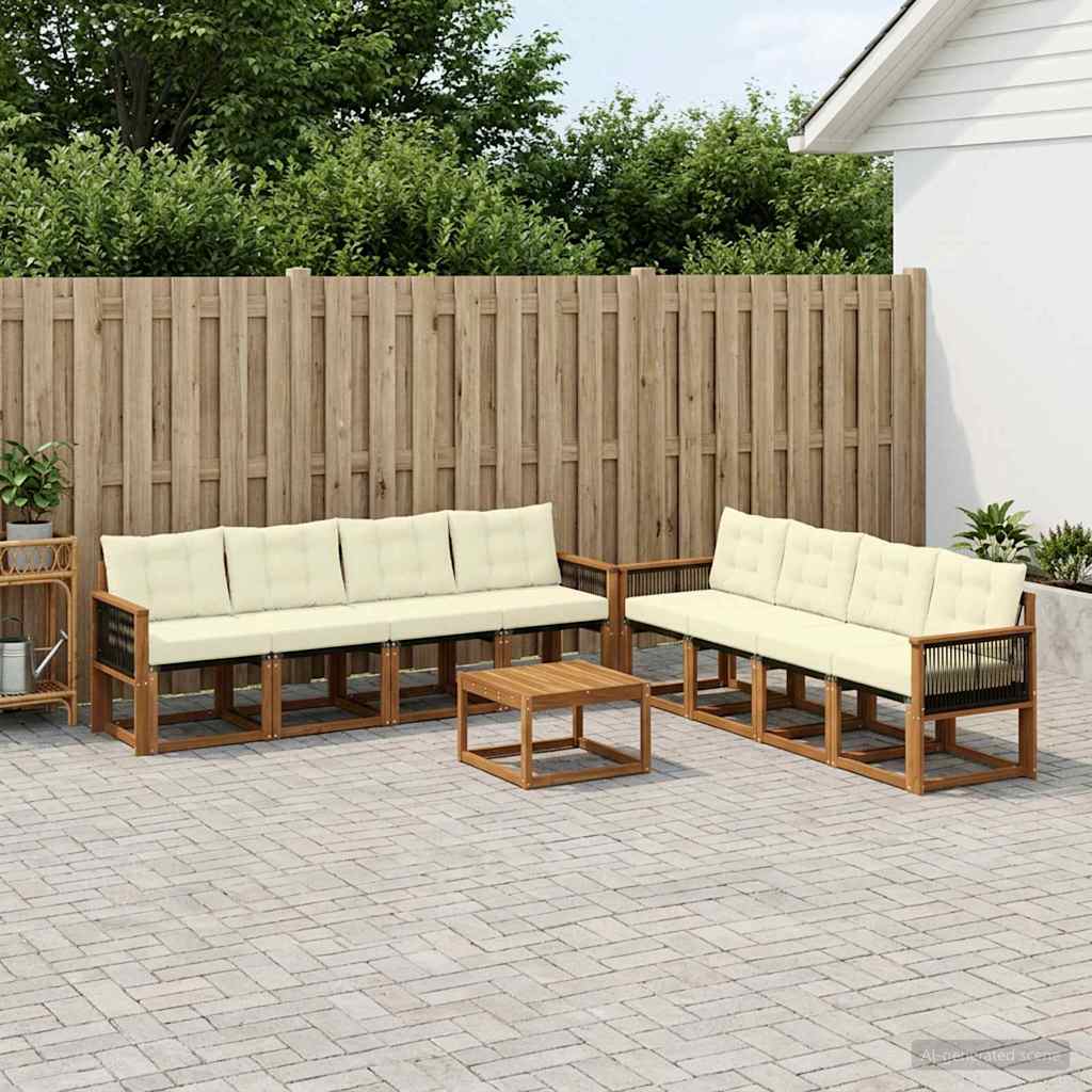 Outdoor-Sofagarnitur 9 stk. Natur und Creme
