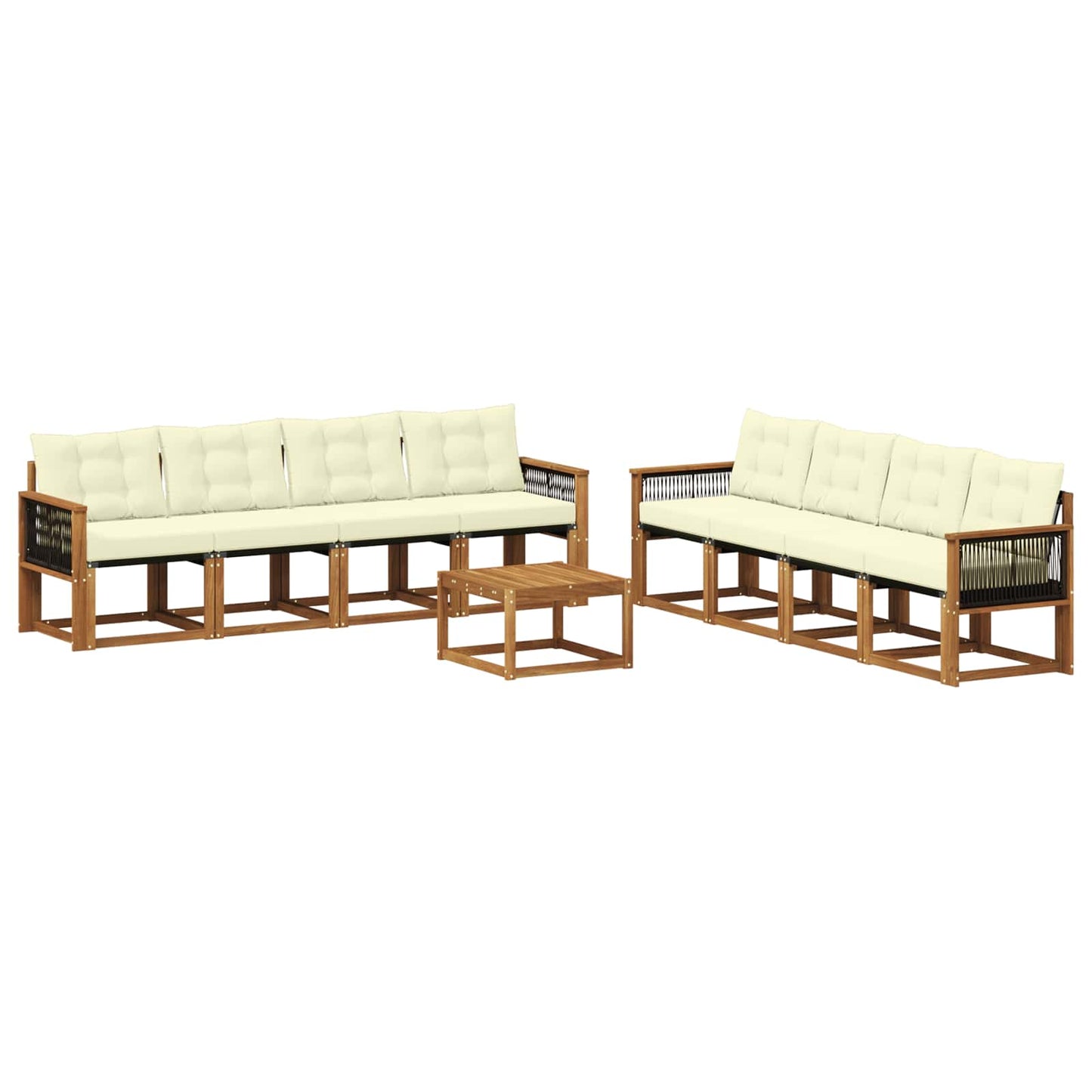 Outdoor-Sofagarnitur 9 stk. Natur und Creme