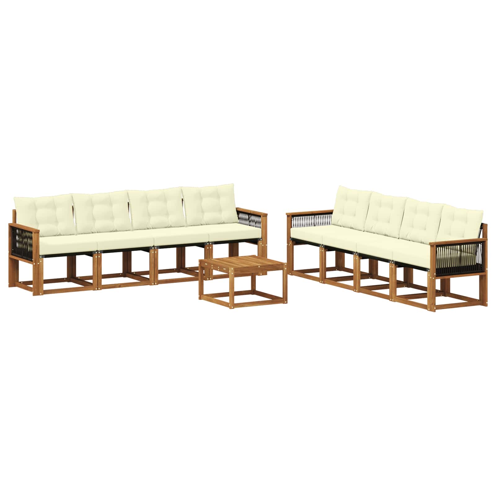 Outdoor-Sofagarnitur 9 stk. Natur und Creme
