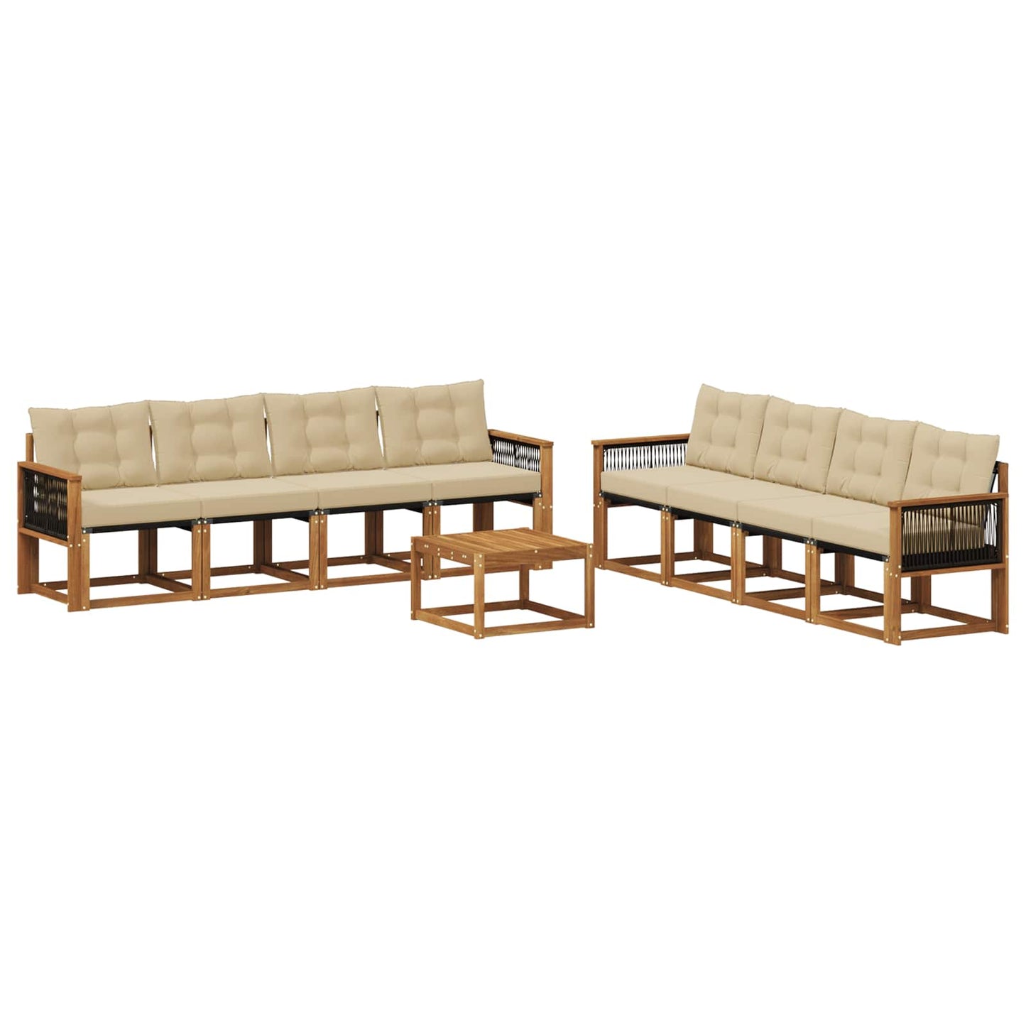 Outdoor-Sofagarnitur 9 stk. Natur und Beige