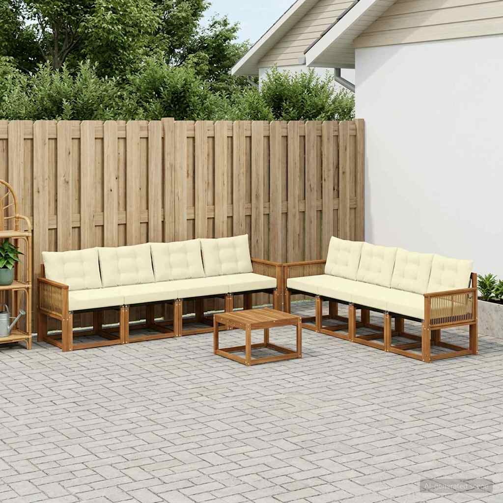 Outdoor-Sofagarnitur 9 stk. Natur und Creme