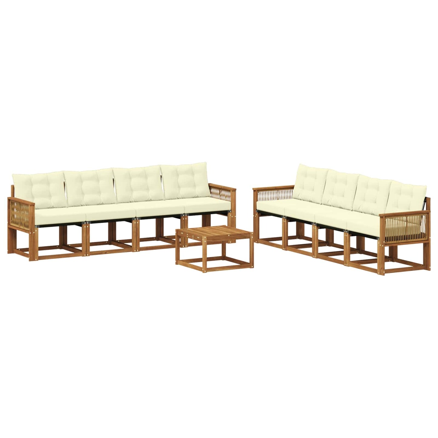 Outdoor-Sofagarnitur 9 stk. Natur und Creme