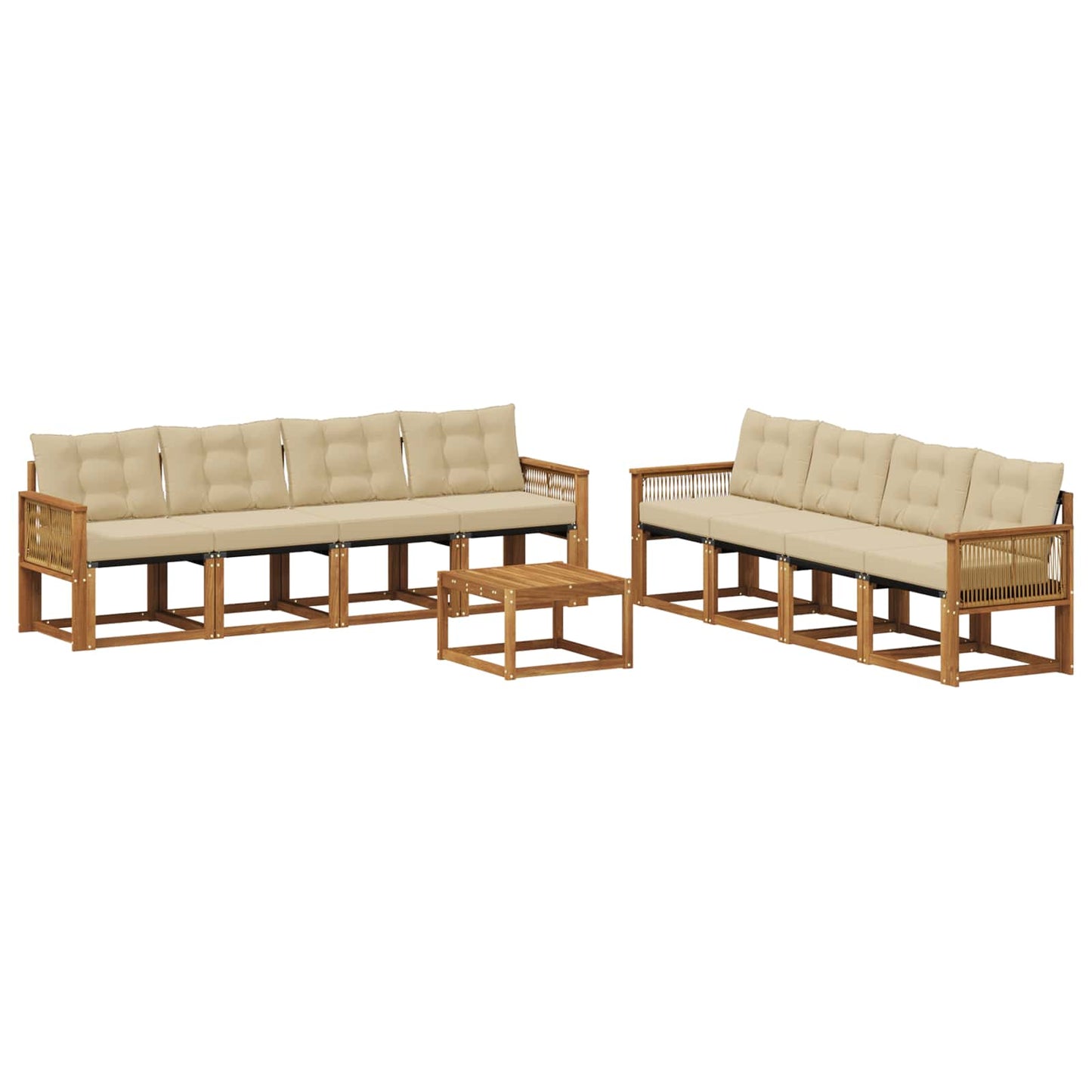 Outdoor-Sofagarnitur 9 stk. Natur und Beige