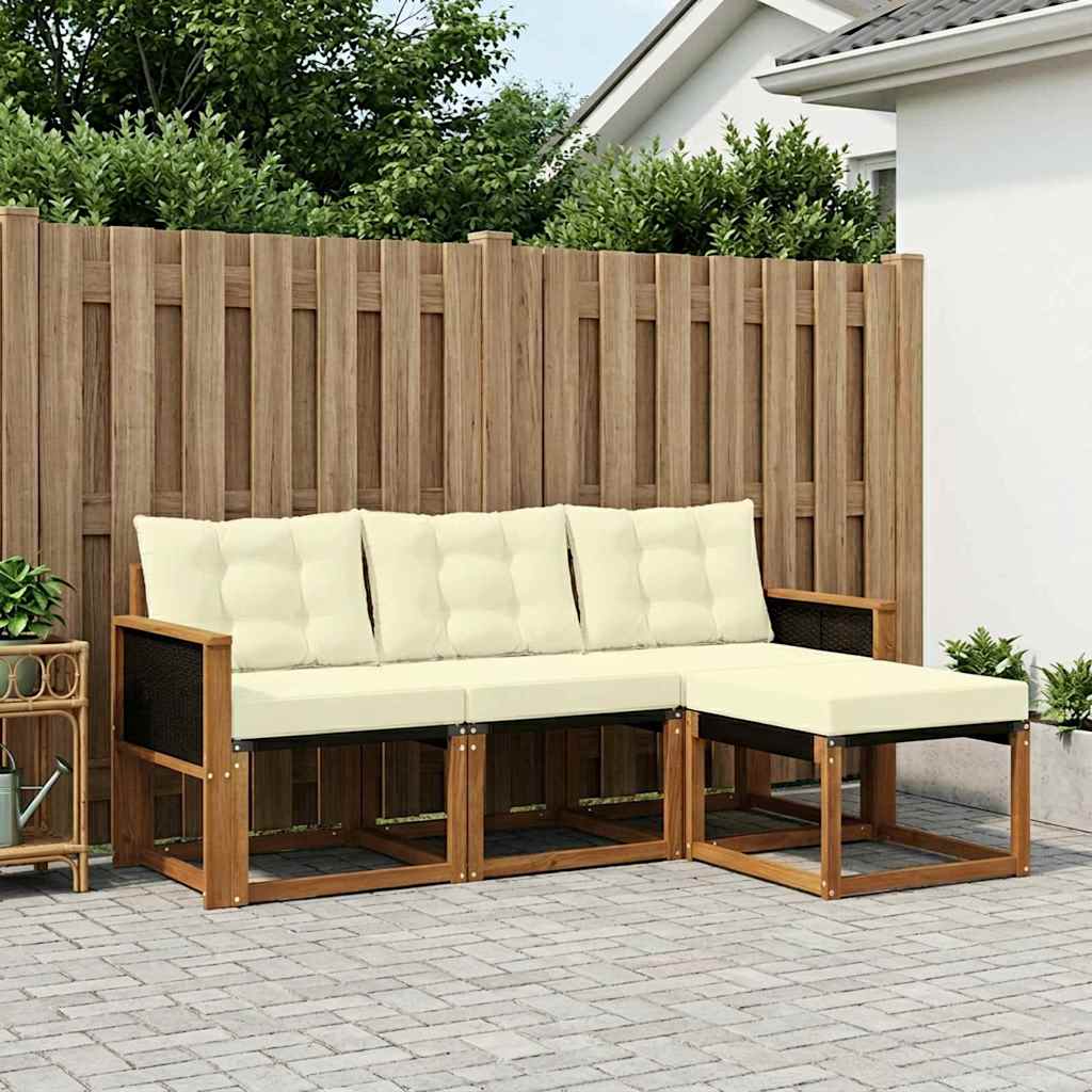 Outdoor-Sofagarnitur 4 stk. Natur und Creme