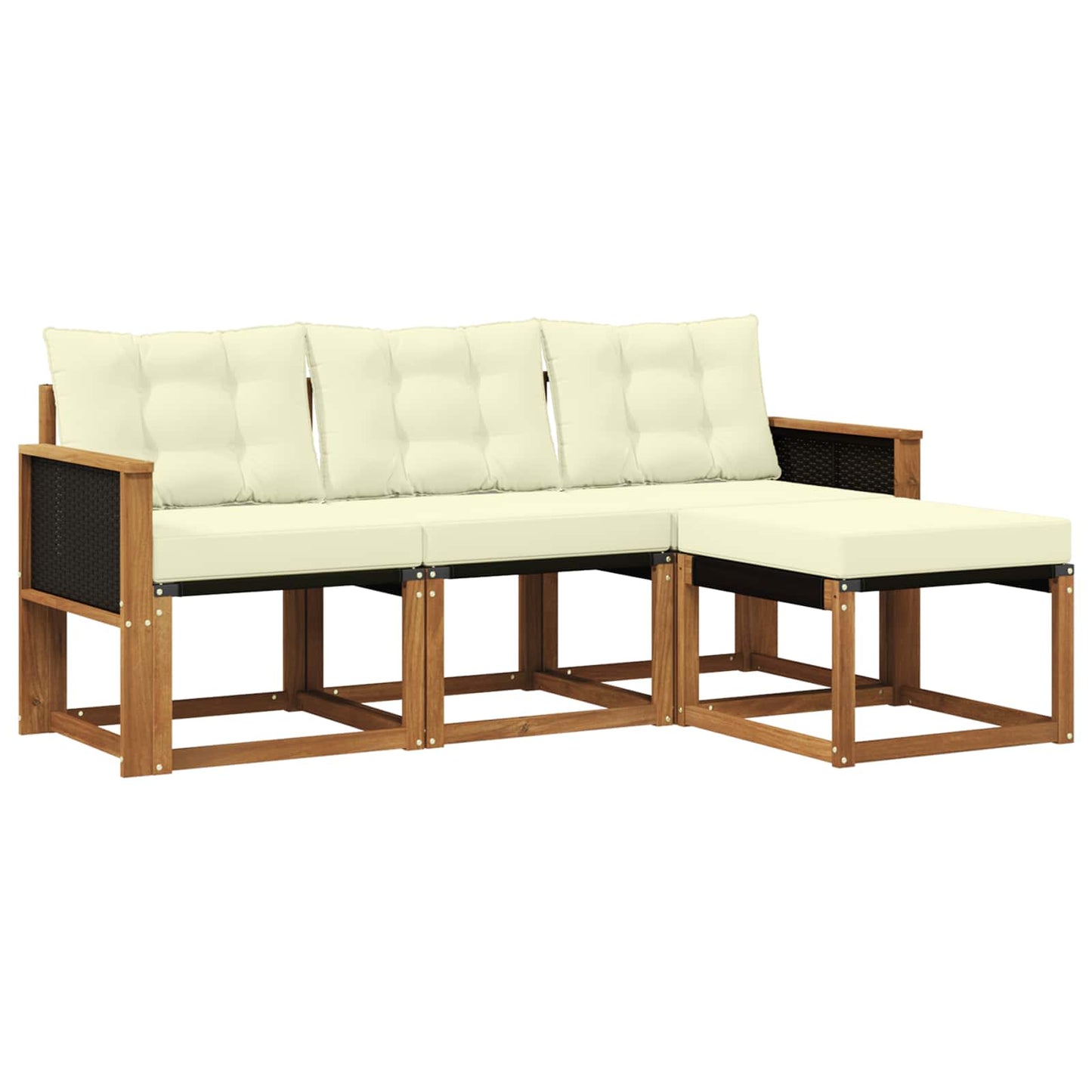 Outdoor-Sofagarnitur 4 stk. Natur und Creme