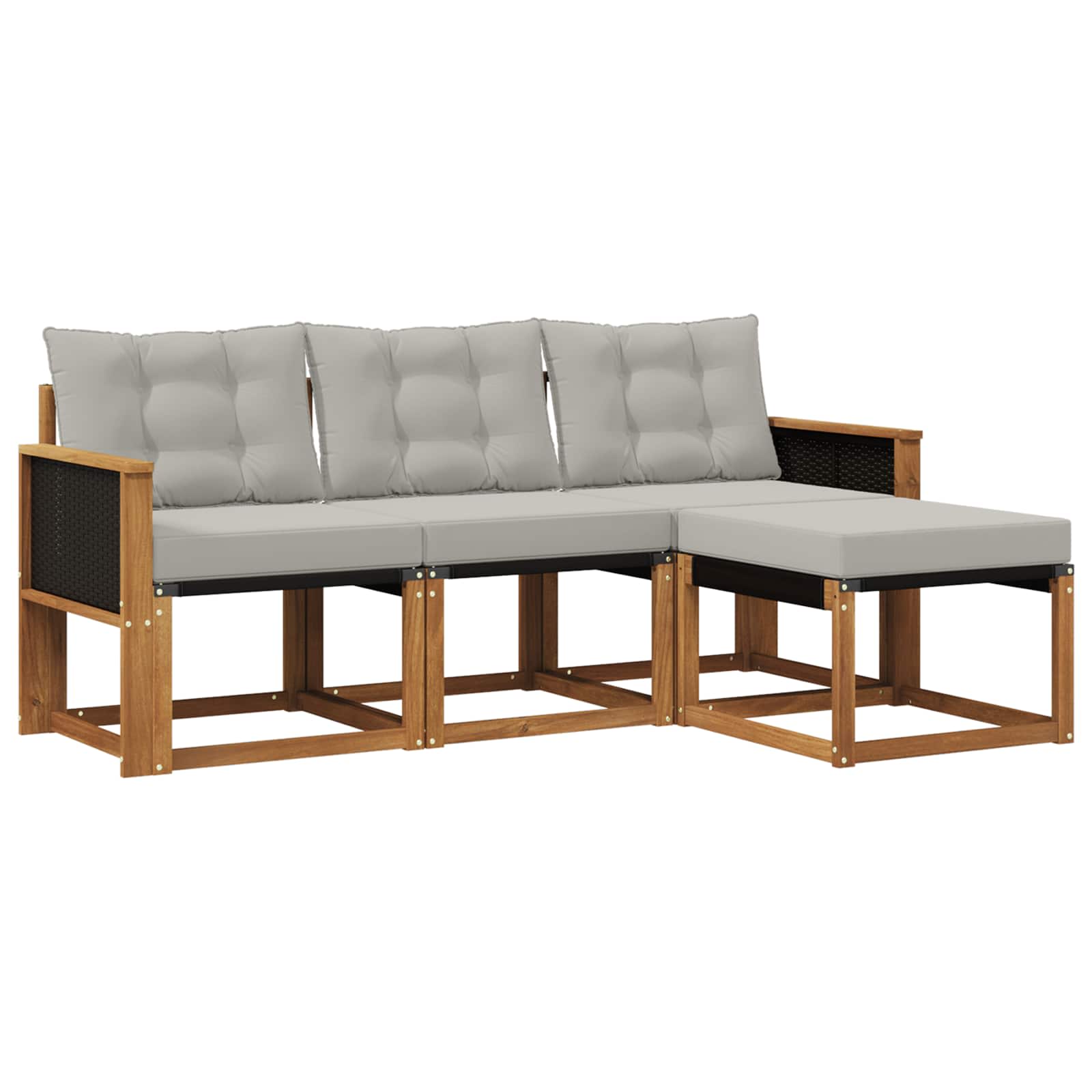 Outdoor-Sofagarnitur mit Kissen 4 pcs Natürlich und Hellgrau