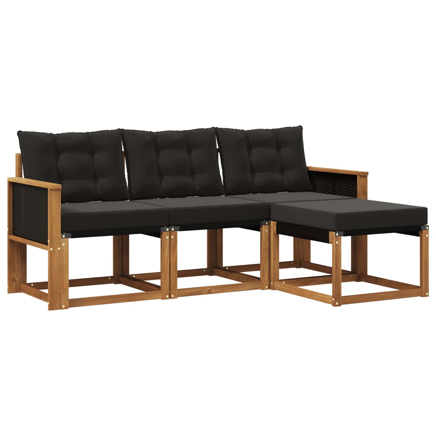 Outdoor-Sofagarnitur mit Kissen 4 pcs Natürlich und Schwarz