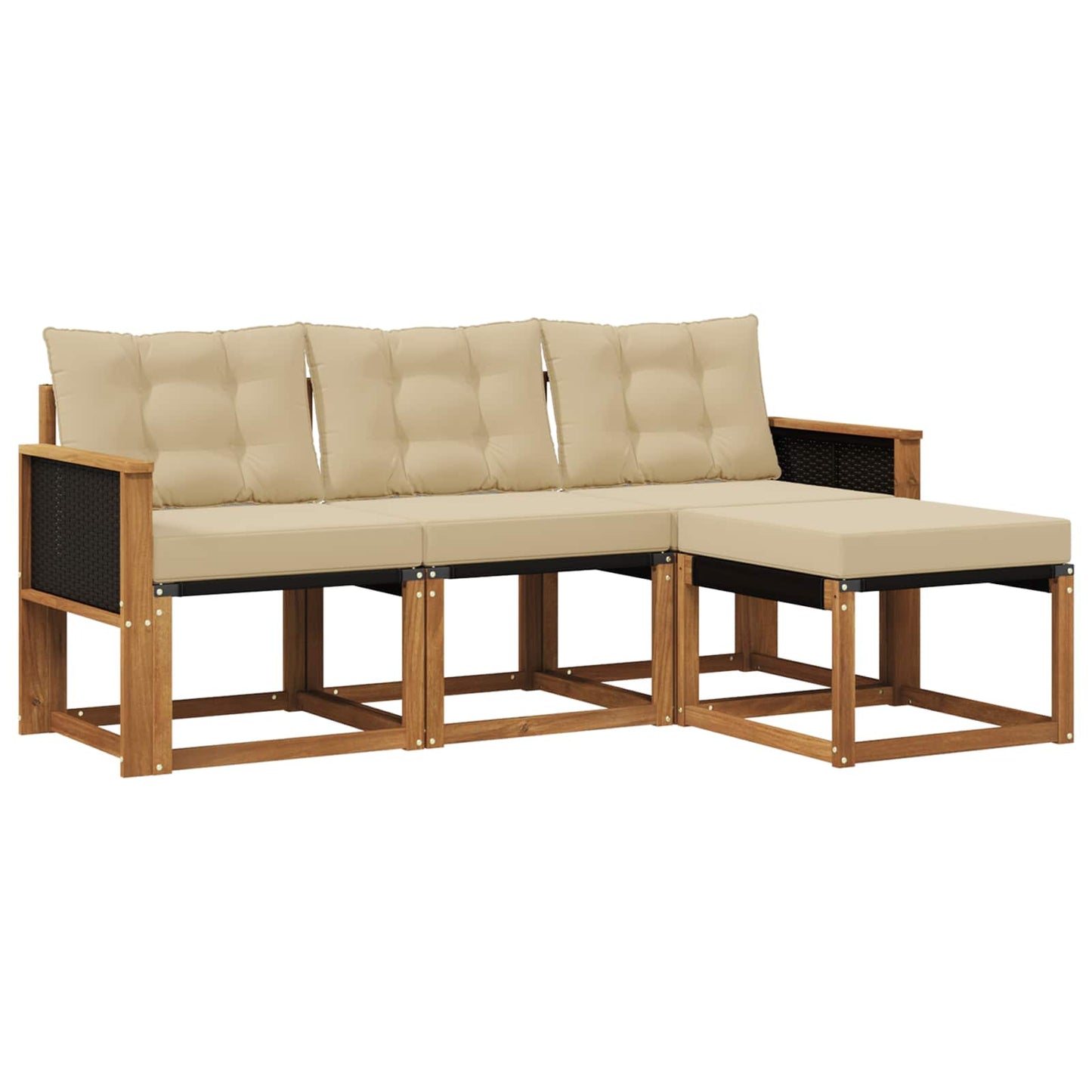 Outdoor-Sofagarnitur mit Kissen 4 pcs Natur und Beige
