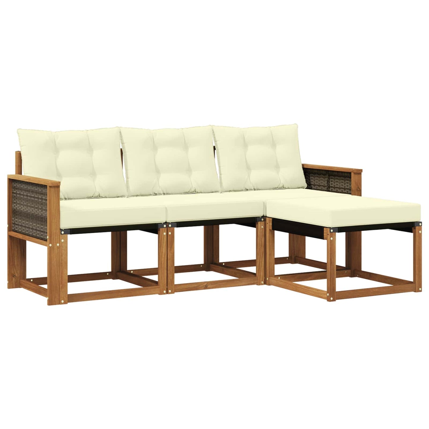 Outdoor-Sofagarnitur mit Kissen 4 pcs Natur und Creme