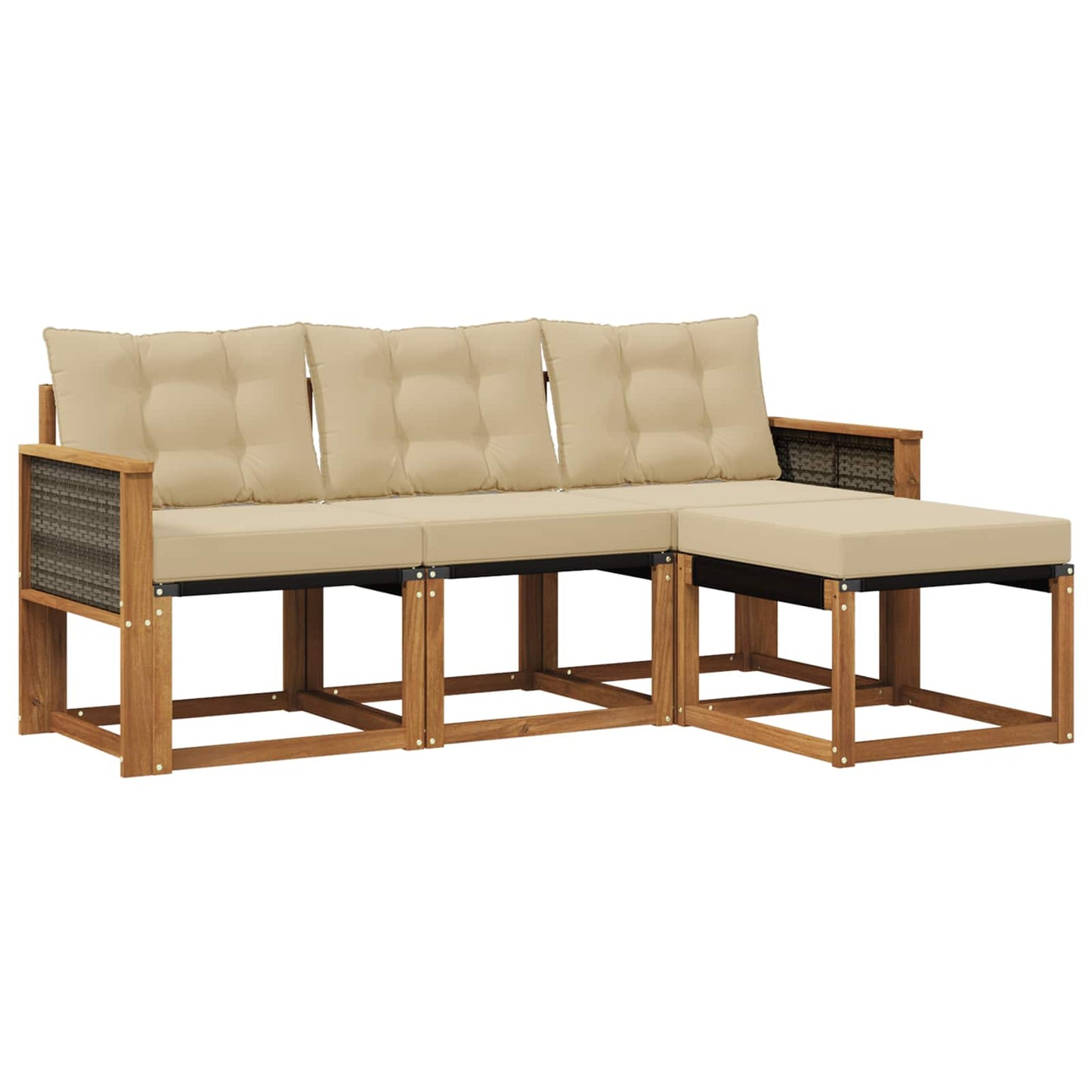 Outdoor-Sofagarnitur mit Kissen 4 pcs Natur und Beige