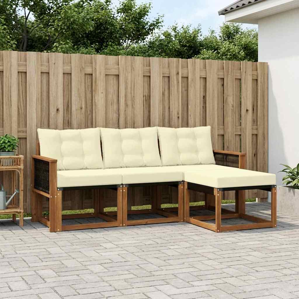 Outdoor-Sofagarnitur 4 stk. Natur und Creme