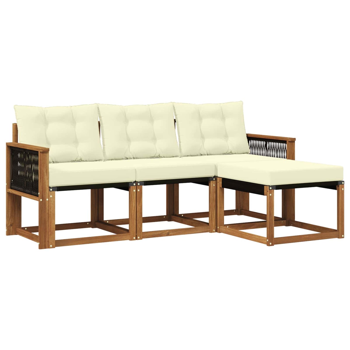Outdoor-Sofagarnitur 4 stk. Natur und Creme