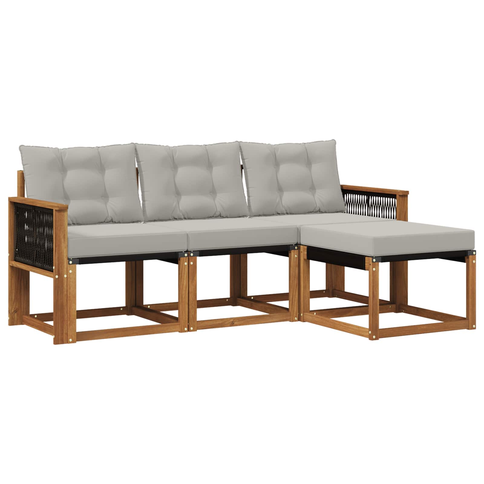 Outdoor-Sofagarnitur mit Kissen 4 pcs Natürlich und Hellgrau