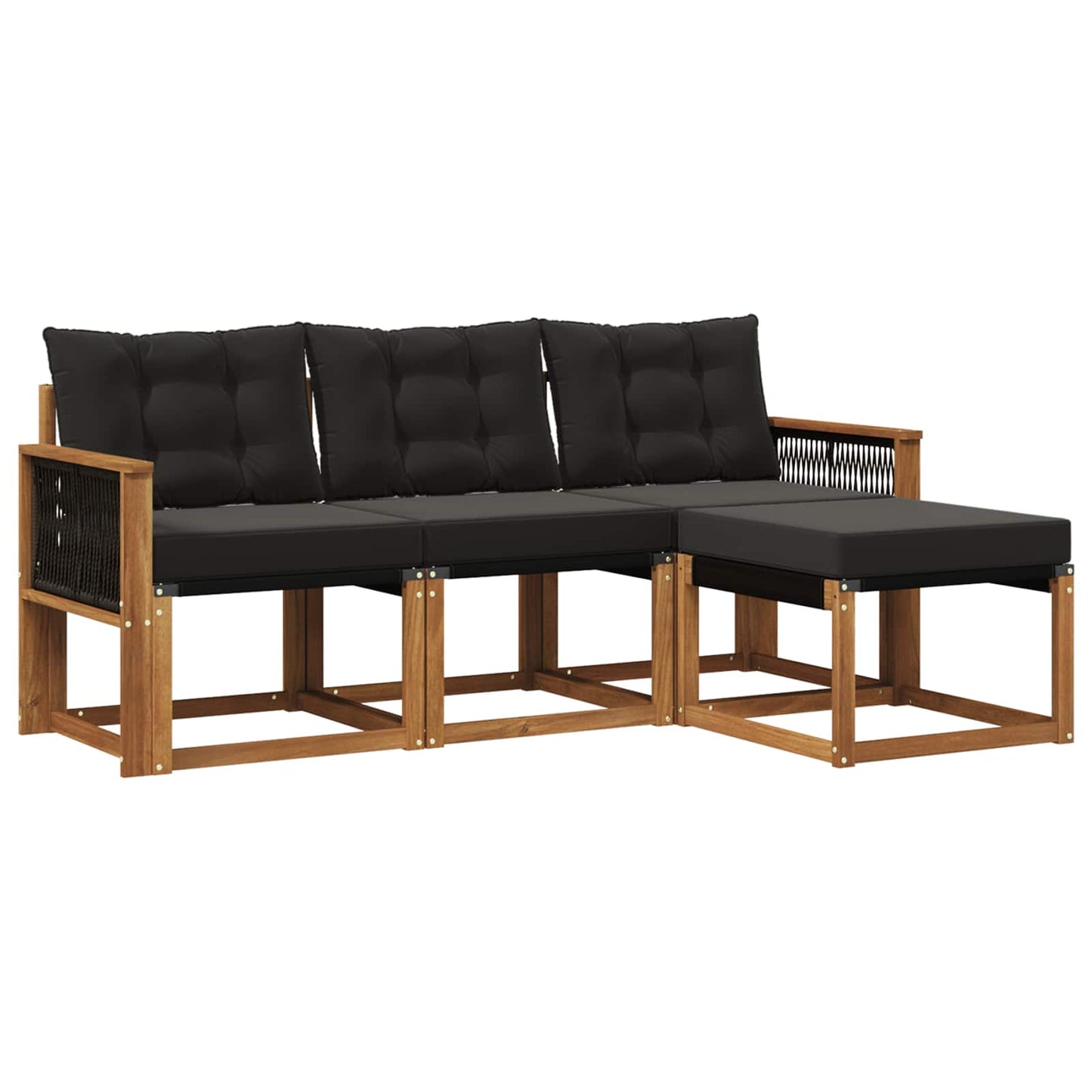Outdoor-Sofagarnitur mit Kissen 4 pcs Natürlich und Schwarz