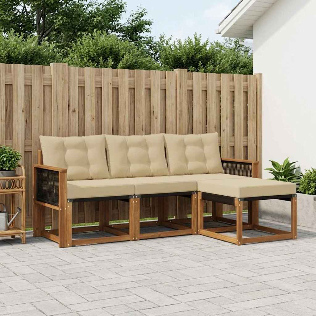 Outdoor-Sofagarnitur 4 stk. Natur und Beige
