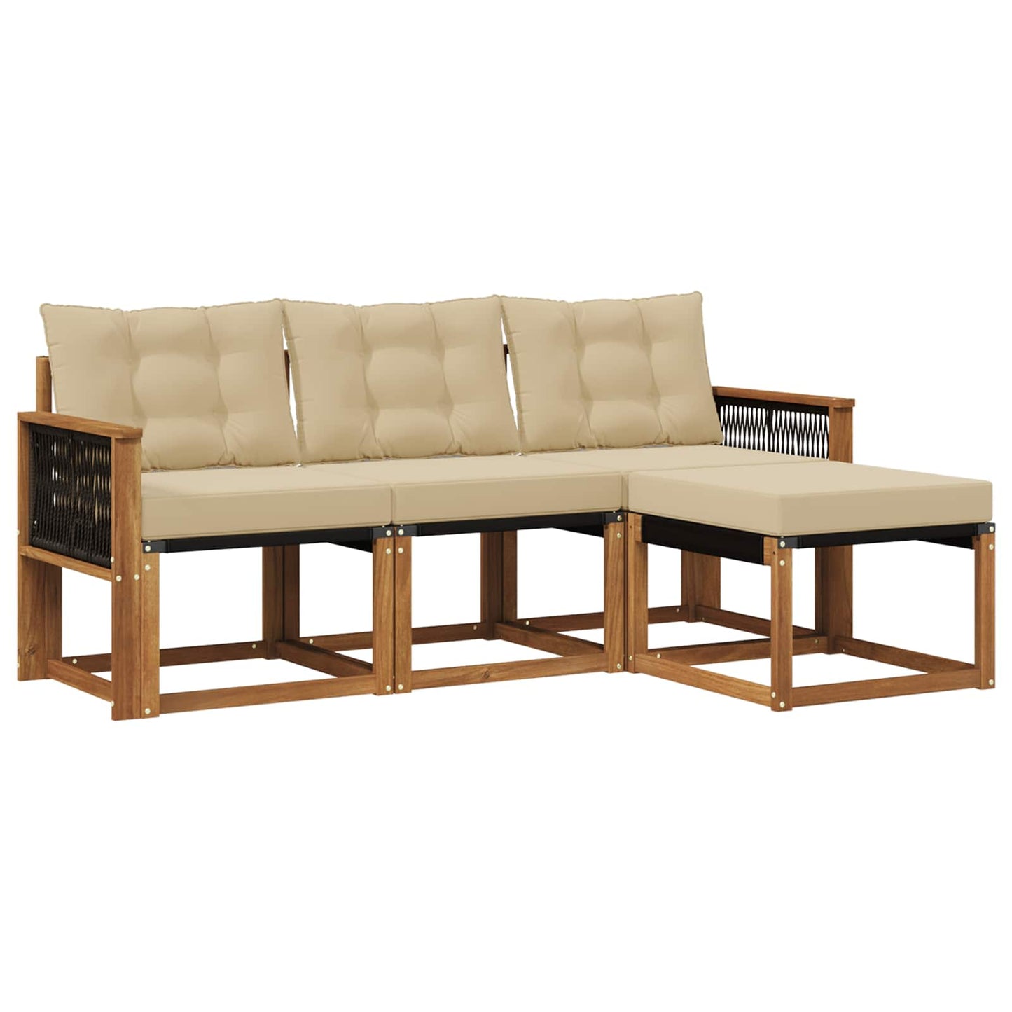 Outdoor-Sofagarnitur 4 stk. Natur und Beige