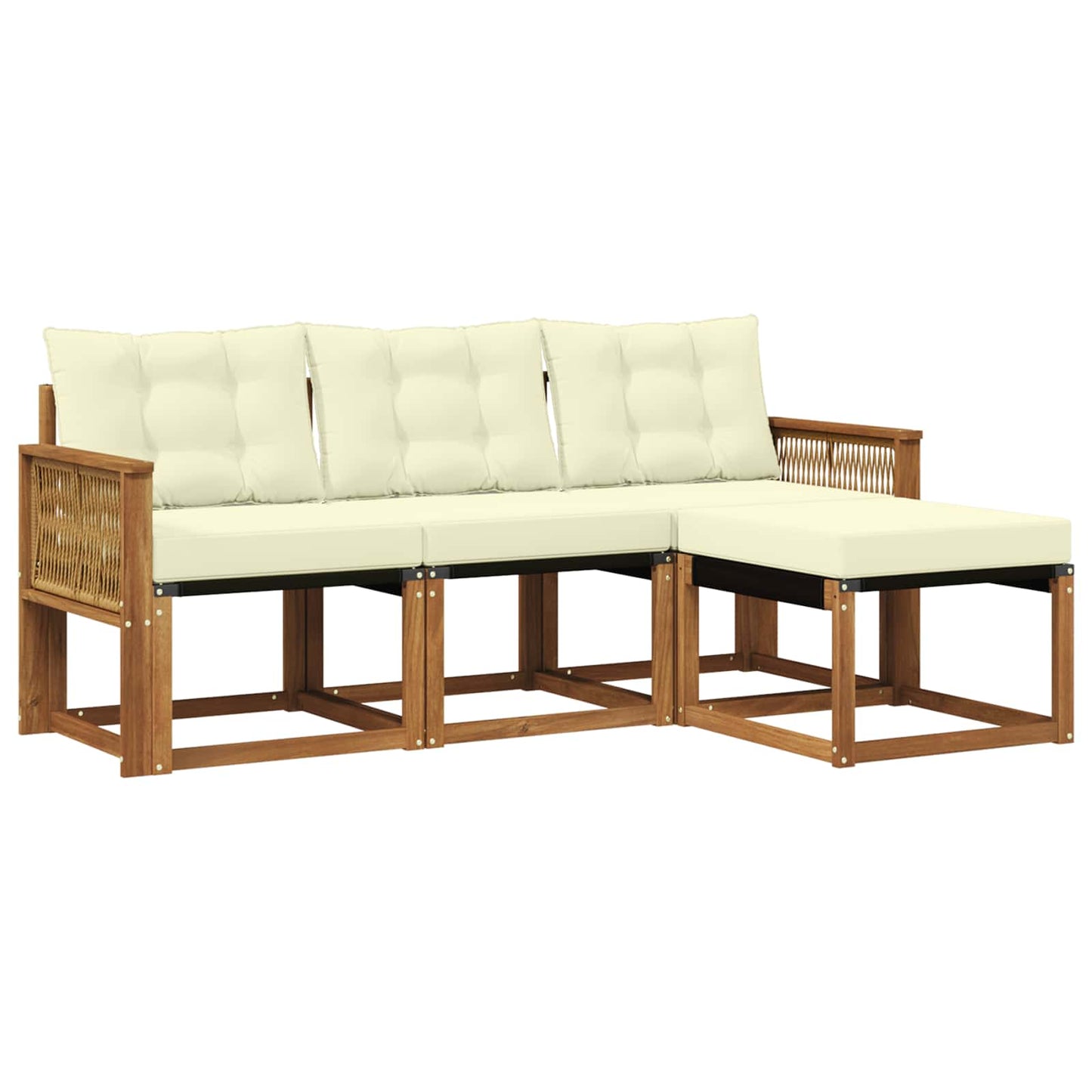 Outdoor-Sofagarnitur mit Kissen 4 pcs Natur und Creme