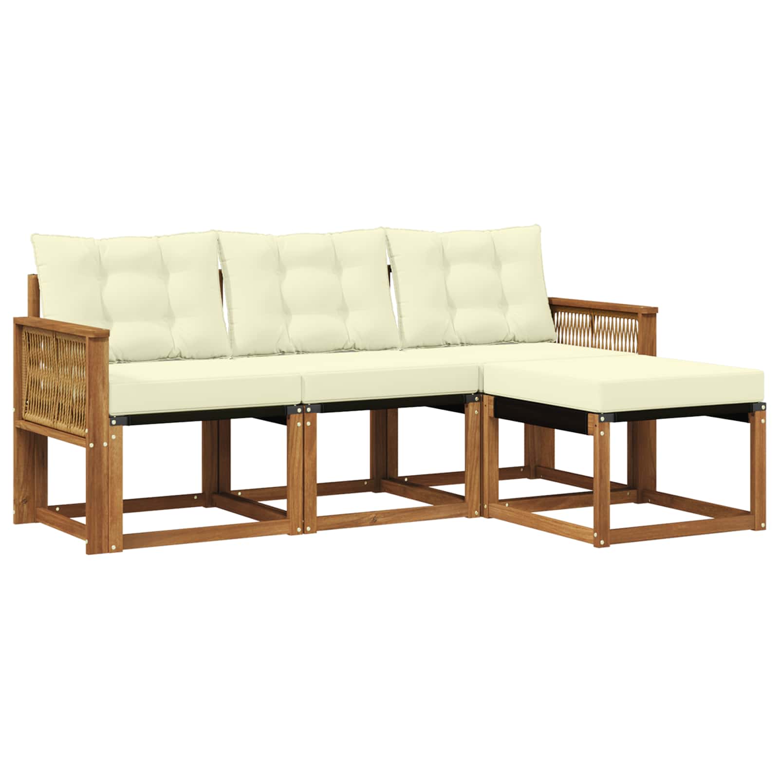 Outdoor-Sofagarnitur mit Kissen 4 pcs Natur und Creme