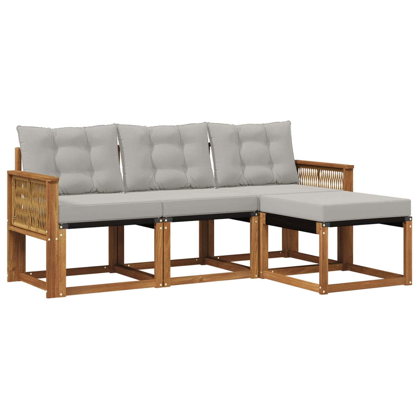 Outdoor-Sofagarnitur mit Kissen 4 pcs Natürlich und Hellgrau