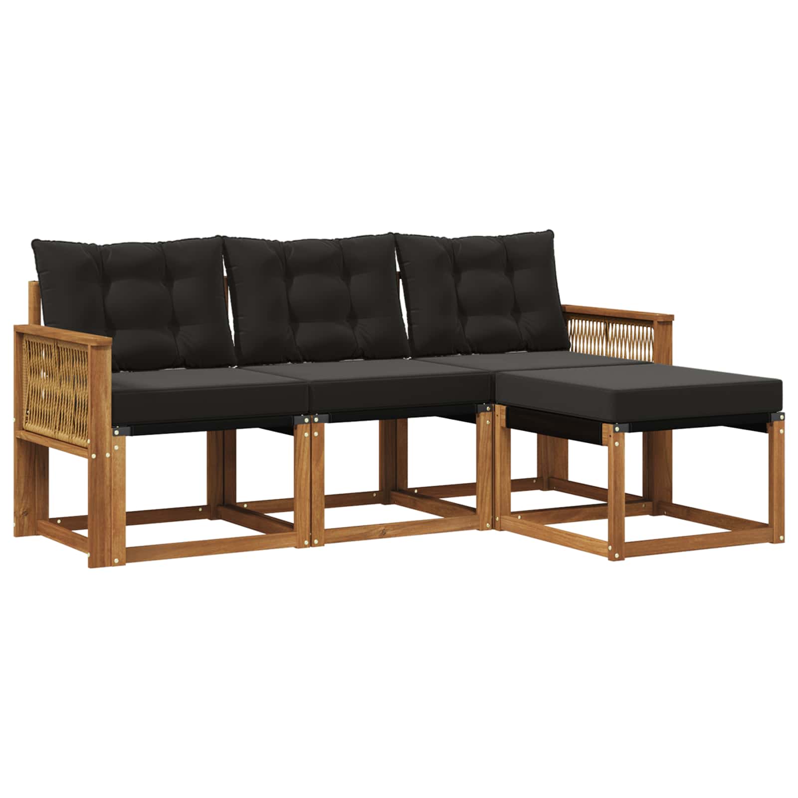 Outdoor-Sofagarnitur mit Kissen 4 pcs Natürlich und Schwarz