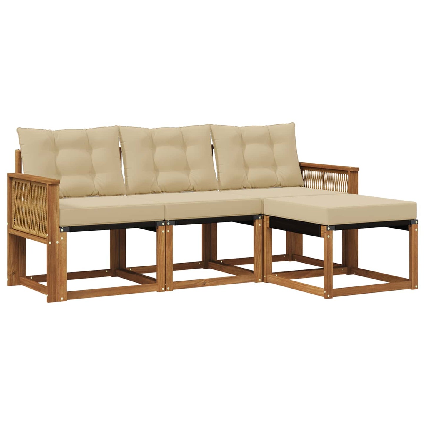 Outdoor-Sofagarnitur mit Kissen 4 pcs Natur und Beige