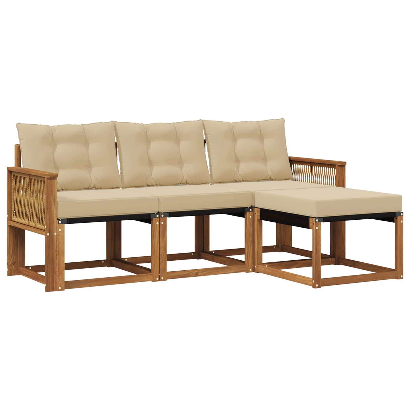 Outdoor-Sofagarnitur mit Kissen 4 pcs Natur und Beige