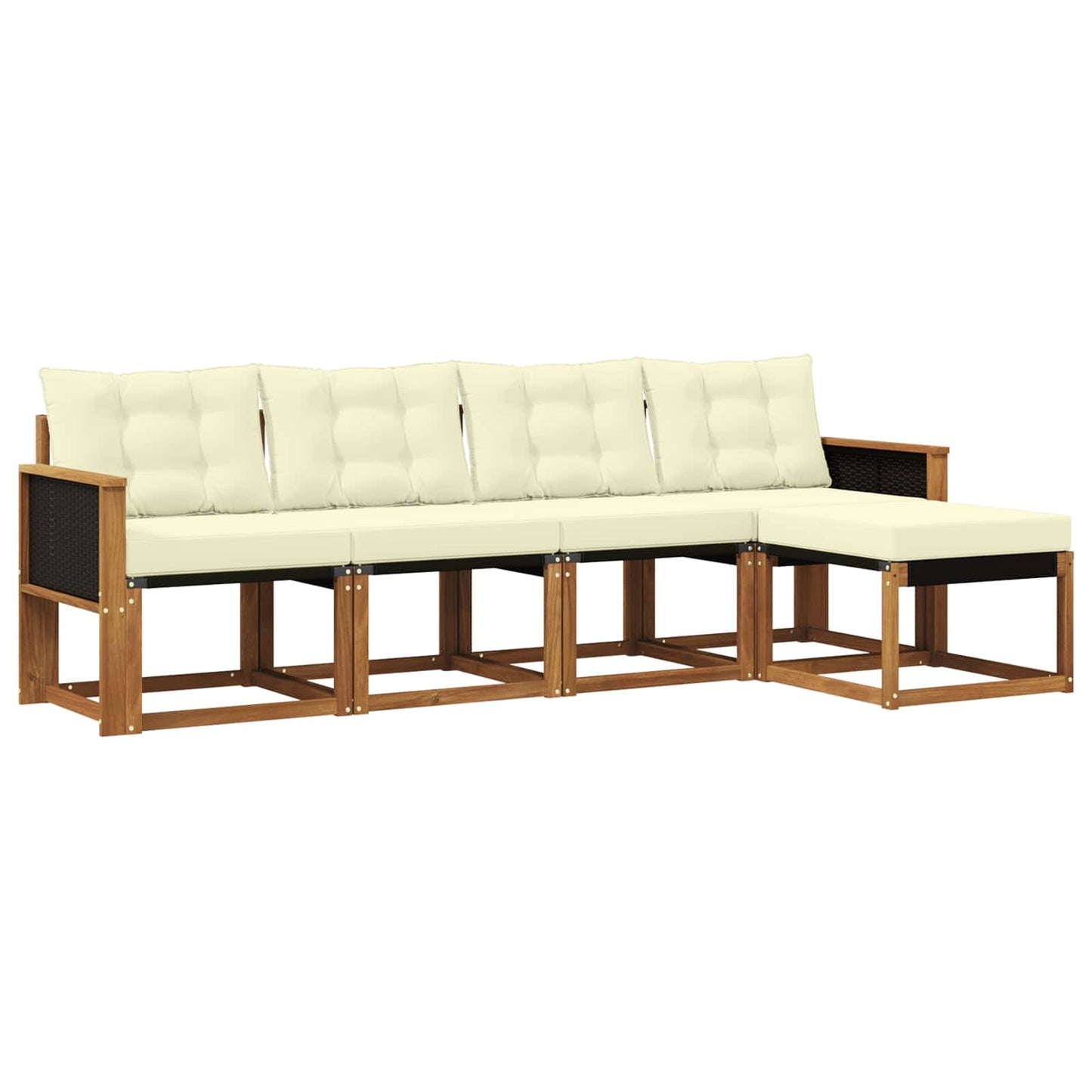 Outdoor-Sofagarnitur mit Kissen 5 pcs Natur und Creme