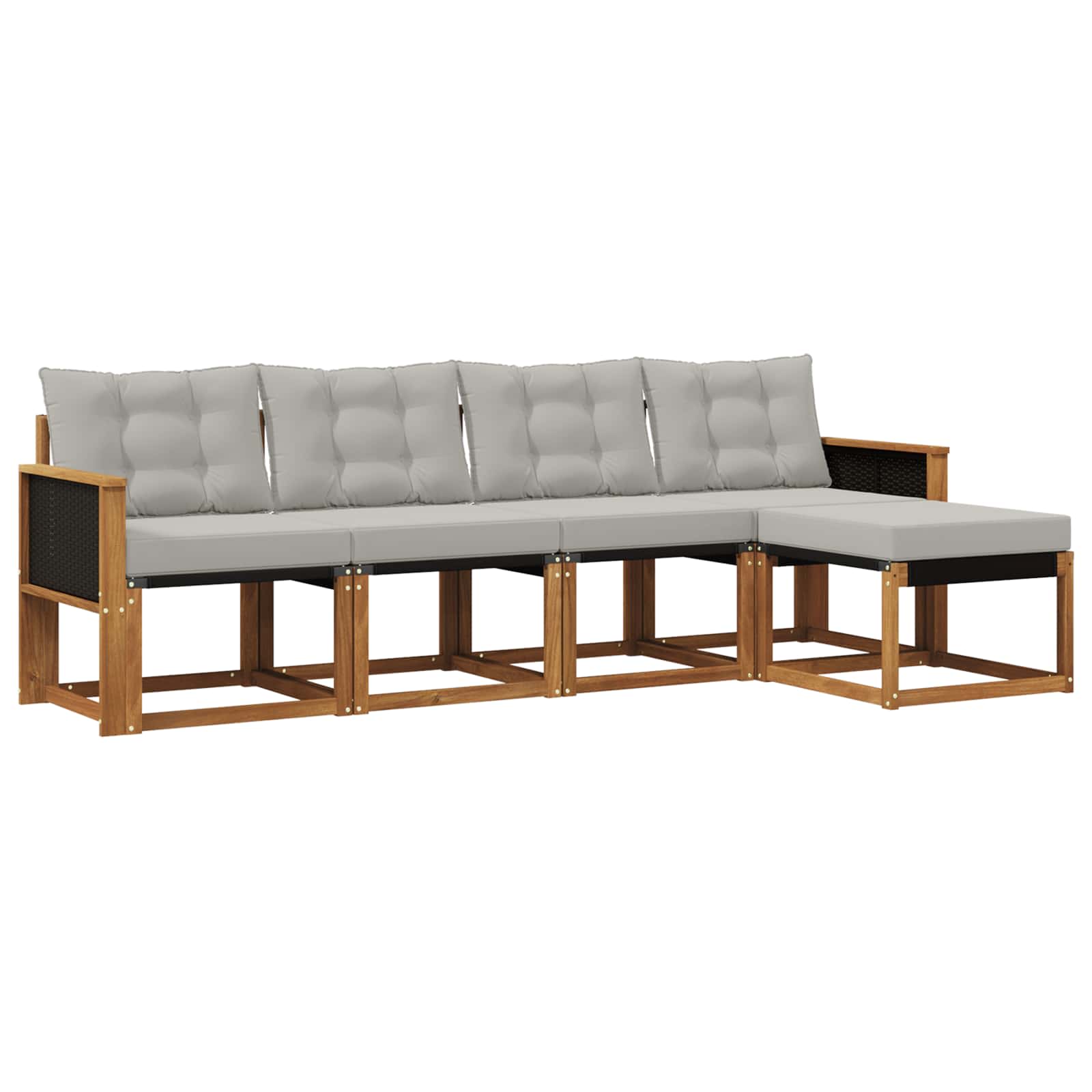Outdoor-Sofagarnitur mit Kissen 5 pcs Natürlich und Hellgrau