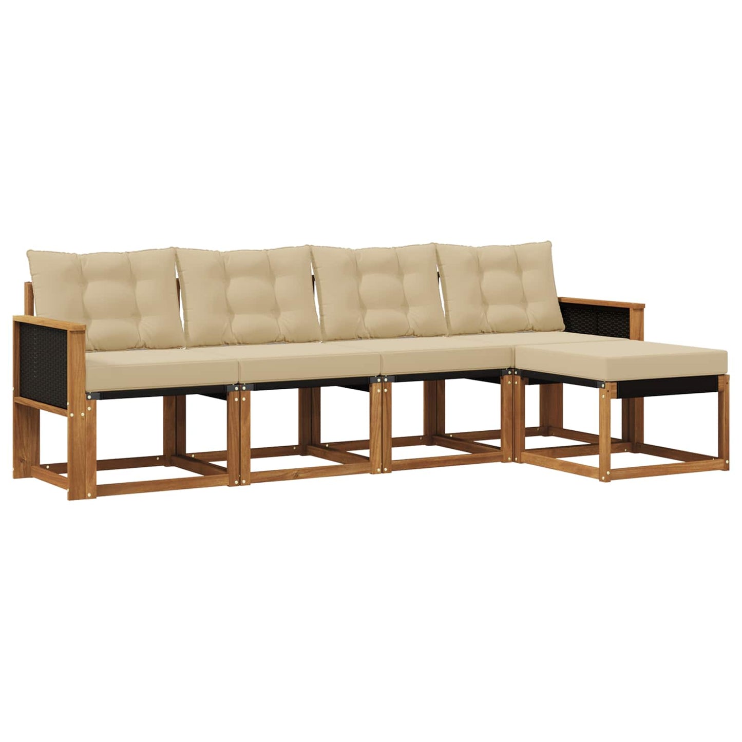 Outdoor-Sofagarnitur mit Kissen 5 pcs Natur und Beige