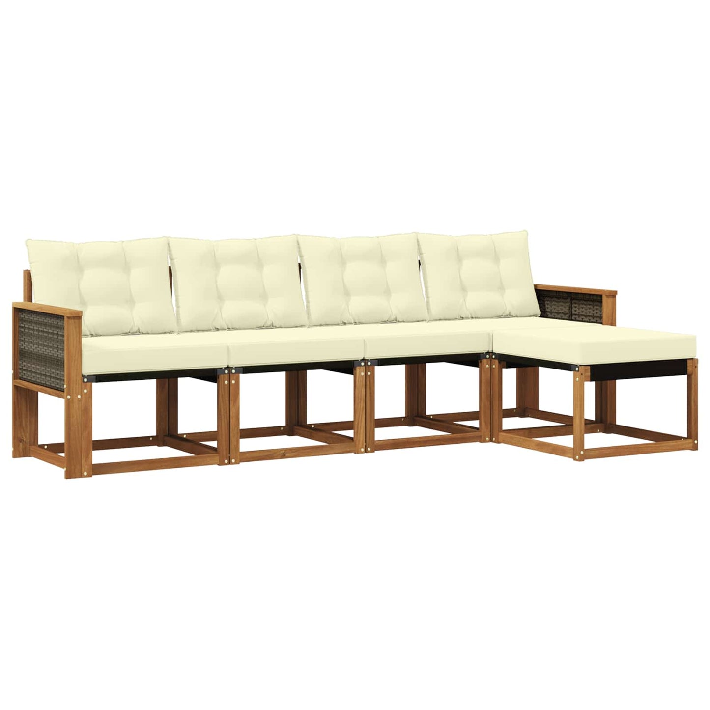Outdoor-Sofagarnitur mit Kissen 5 pcs Natur und Creme