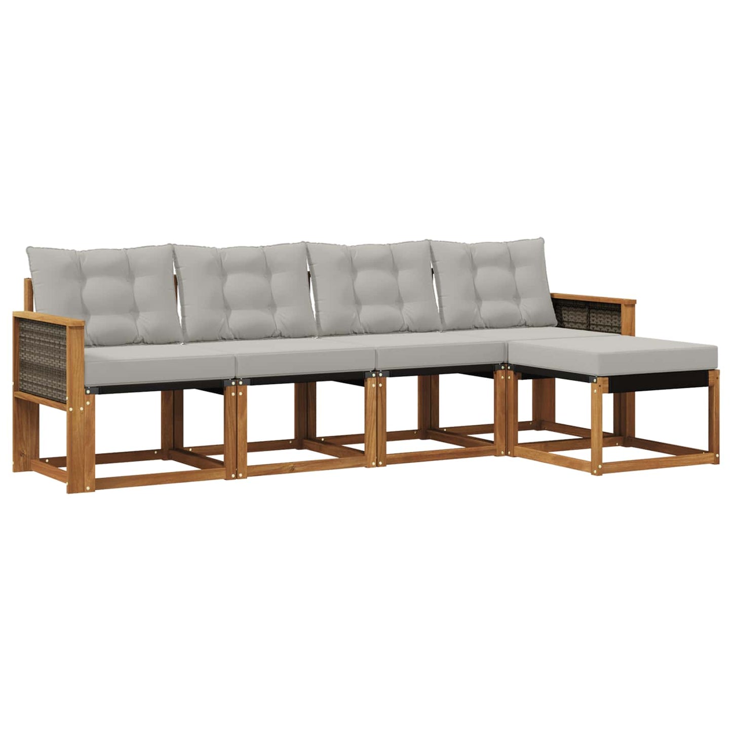 Outdoor-Sofagarnitur mit Kissen 5 pcs Natürlich und Hellgrau