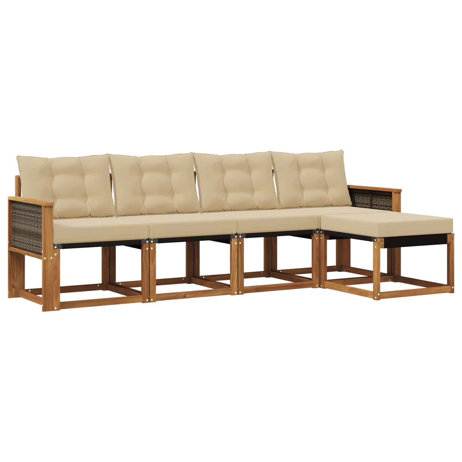 Outdoor-Sofagarnitur mit Kissen 5 pcs Natur und Beige