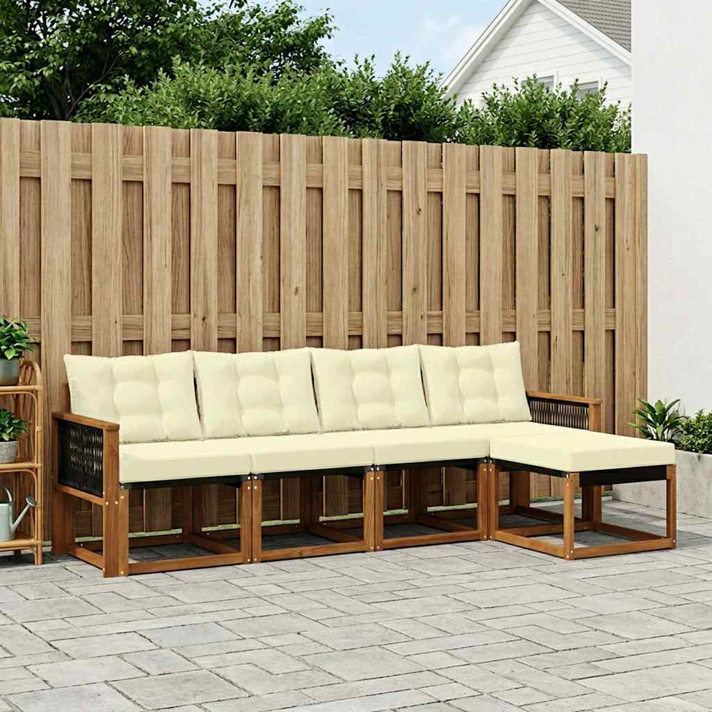 Outdoor-Sofagarnitur 5 stk. Natur und Creme