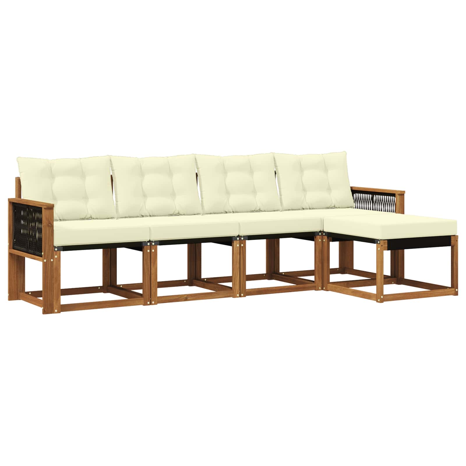 Outdoor-Sofagarnitur 5 stk. Natur und Creme
